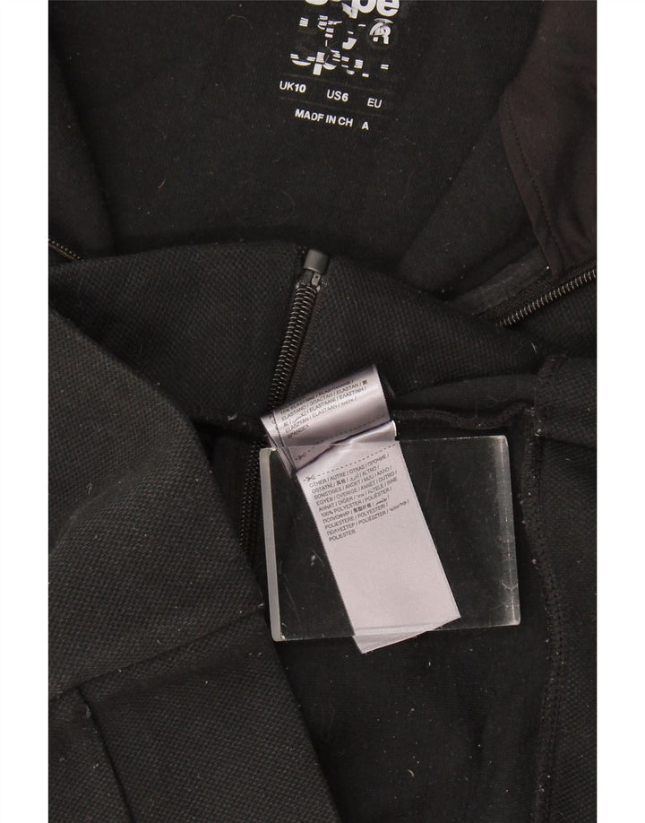 Damski sweter z kapturem Superdry z grafiką i zamkiem błyskawicznym UK 10, mały, czarny poliester