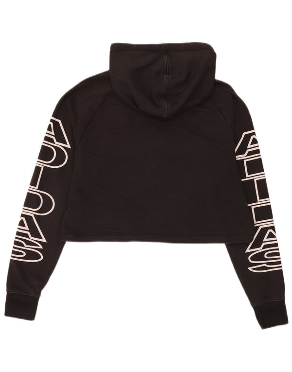 Damska bluza z kapturem Adidas Crop Graphic Oversized UK 6 XS Czarna bawełna