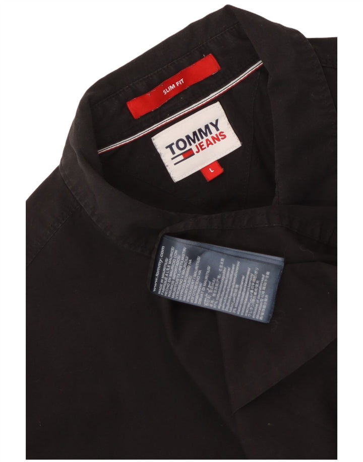 Męska koszula slim fit Tommy Hilfiger, duża, czarna, bawełniana