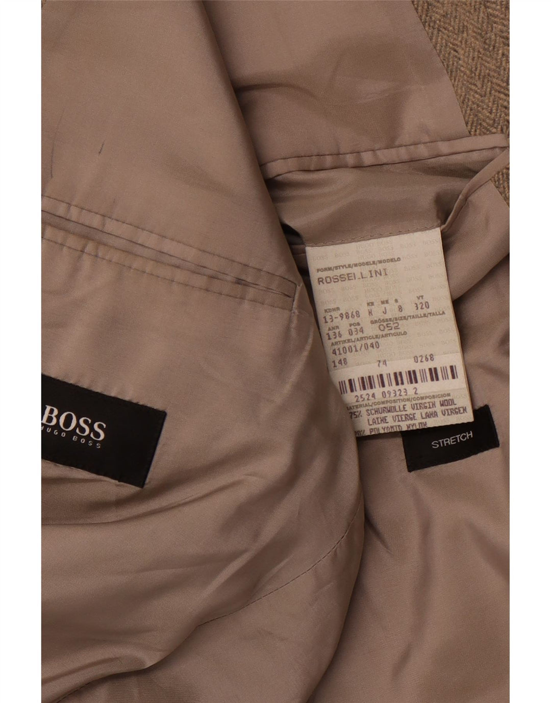 Męska marynarka HUGO BOSS Rossellini IT 52 XL, brązowa w jodełkę
