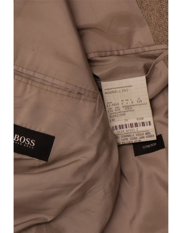 Męska marynarka HUGO BOSS Rossellini IT 52 XL, brązowa w jodełkę