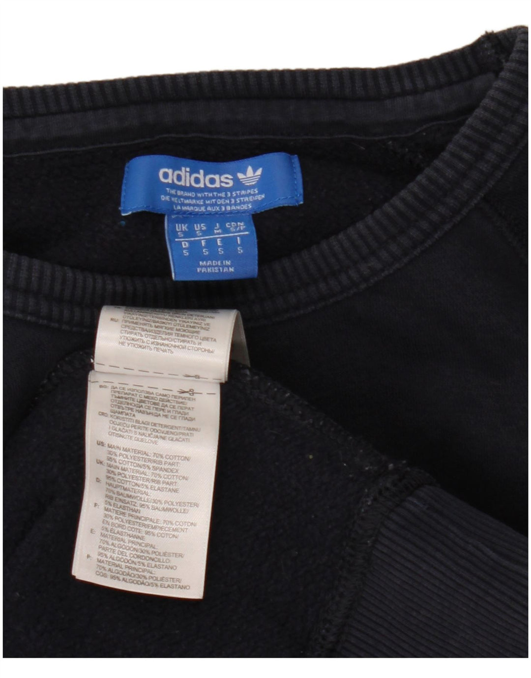 Adidas Męska bluza z grafiką, mała, granatowa, bawełniana