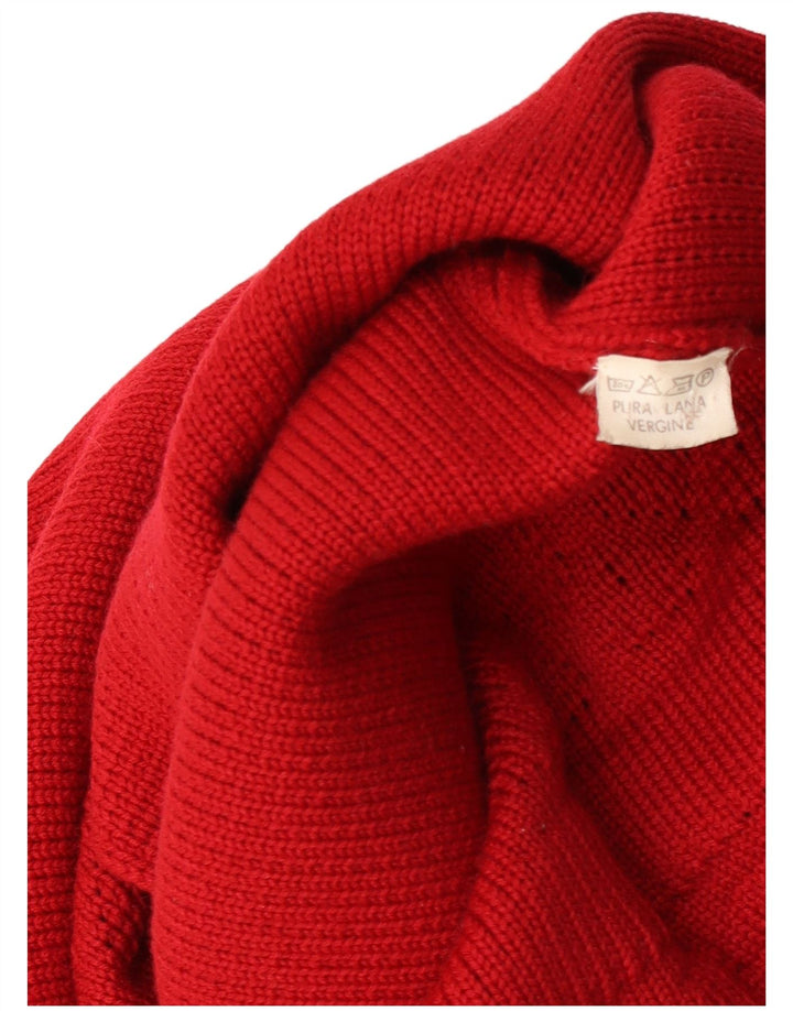 Sweter damski w stylu vintage z długim rękawem, UK 14, średnia czerwona dziewicza wełna