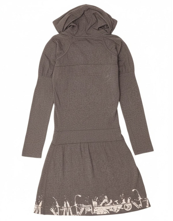 Damska sukienka z kapturem i grafiką Diesel z długim rękawem UK 14, średnia szarość nakrapiana