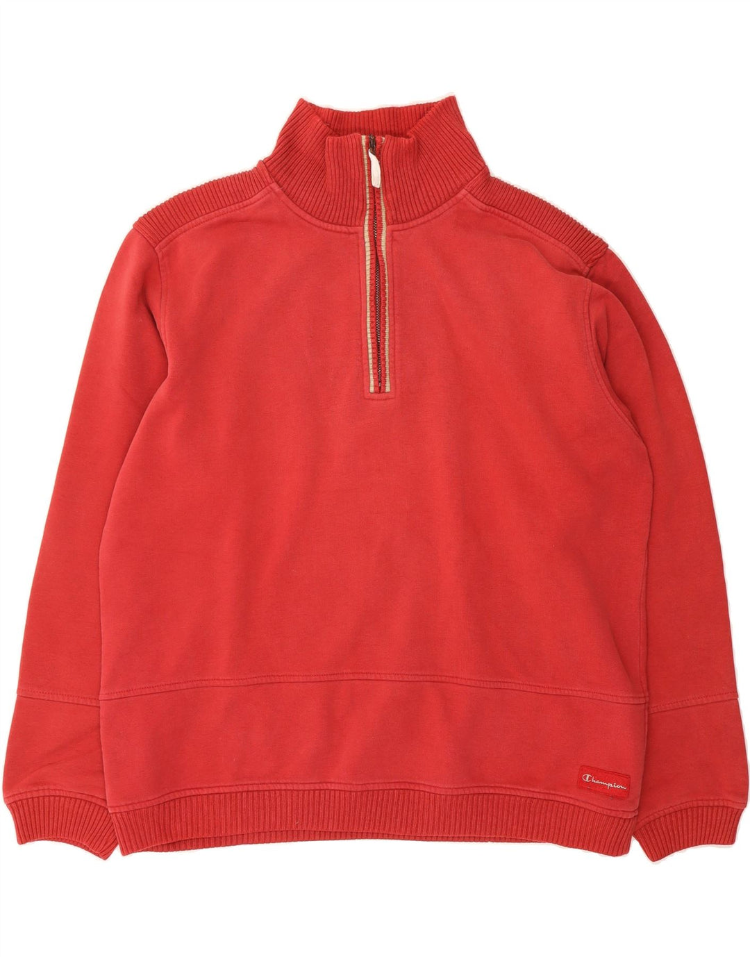 CHAMPION Mens Zip Neck Sweatshirt Jumper XL Red Cotton Vintage Champion and Second-Hand Champion from Messina Hembry 