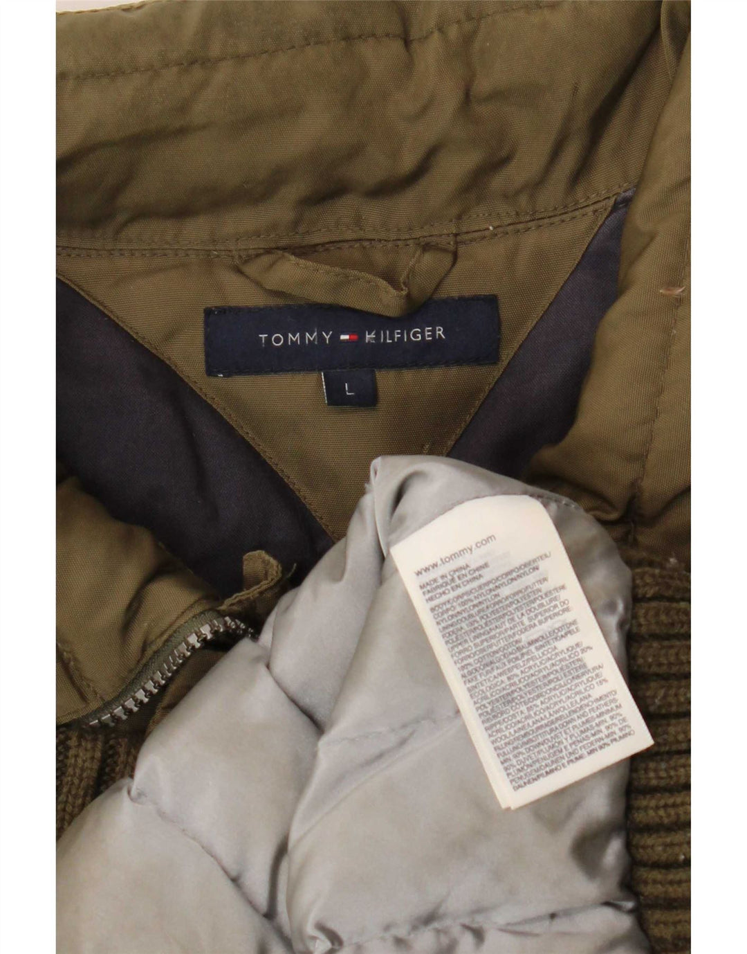 Męska ocieplana kurtka Tommy Hilfiger UK 40, duża, nylon w kolorze khaki