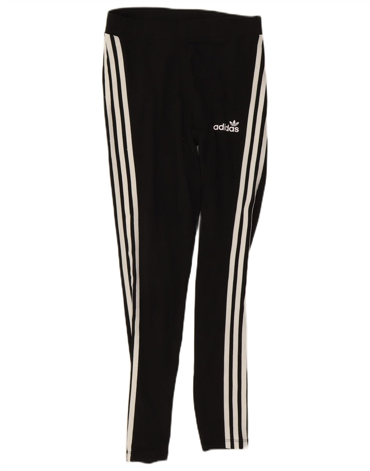 ADIDAS Womens Leggings UK 14 Large  Black Cotton