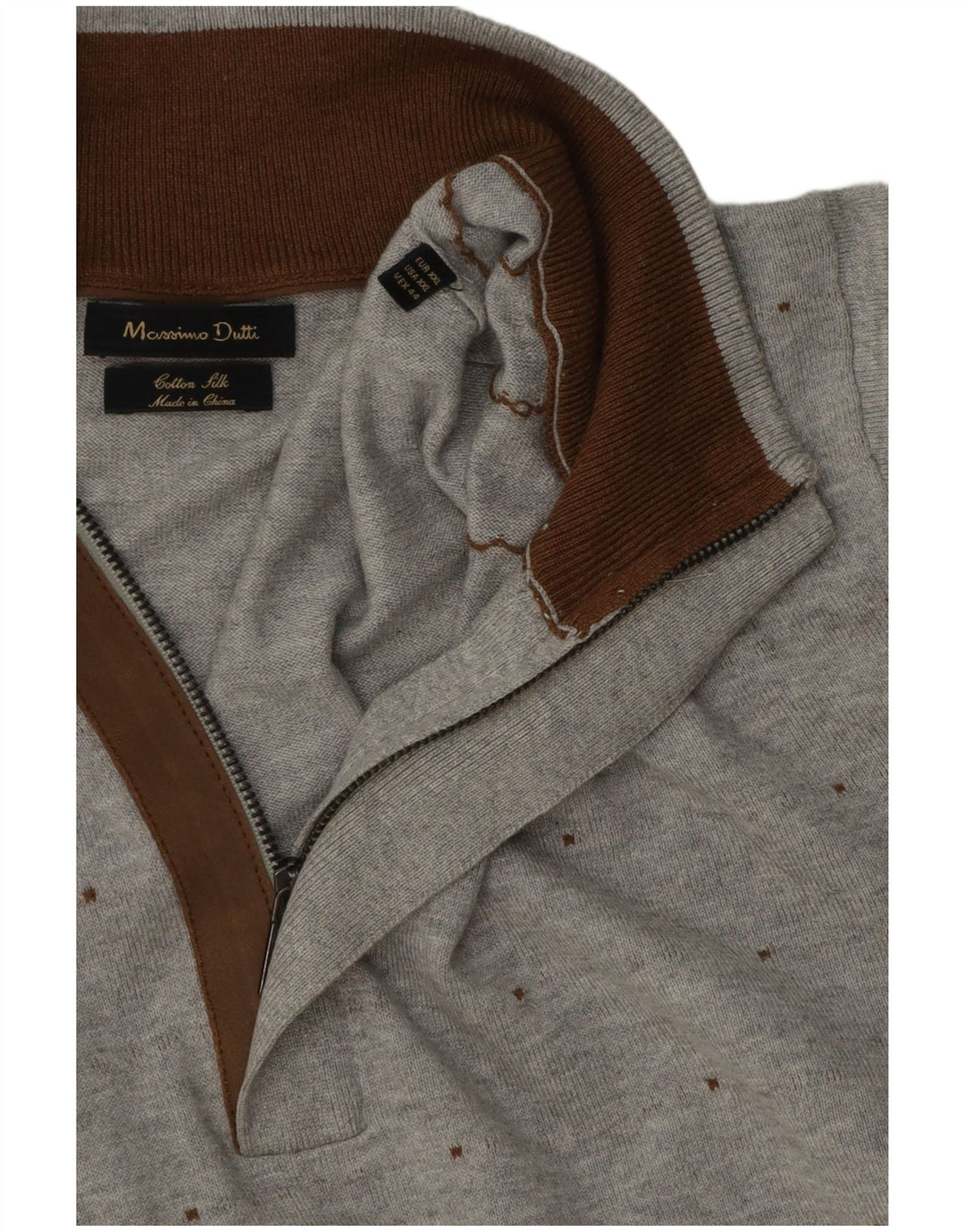 Męski sweter zapinany na zamek Massimo Dutti 2XL, szary, bawełniany w cętki