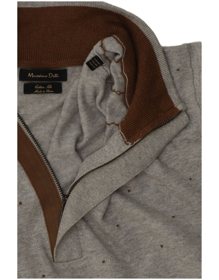 Męski sweter zapinany na zamek Massimo Dutti 2XL, szary, bawełniany w cętki