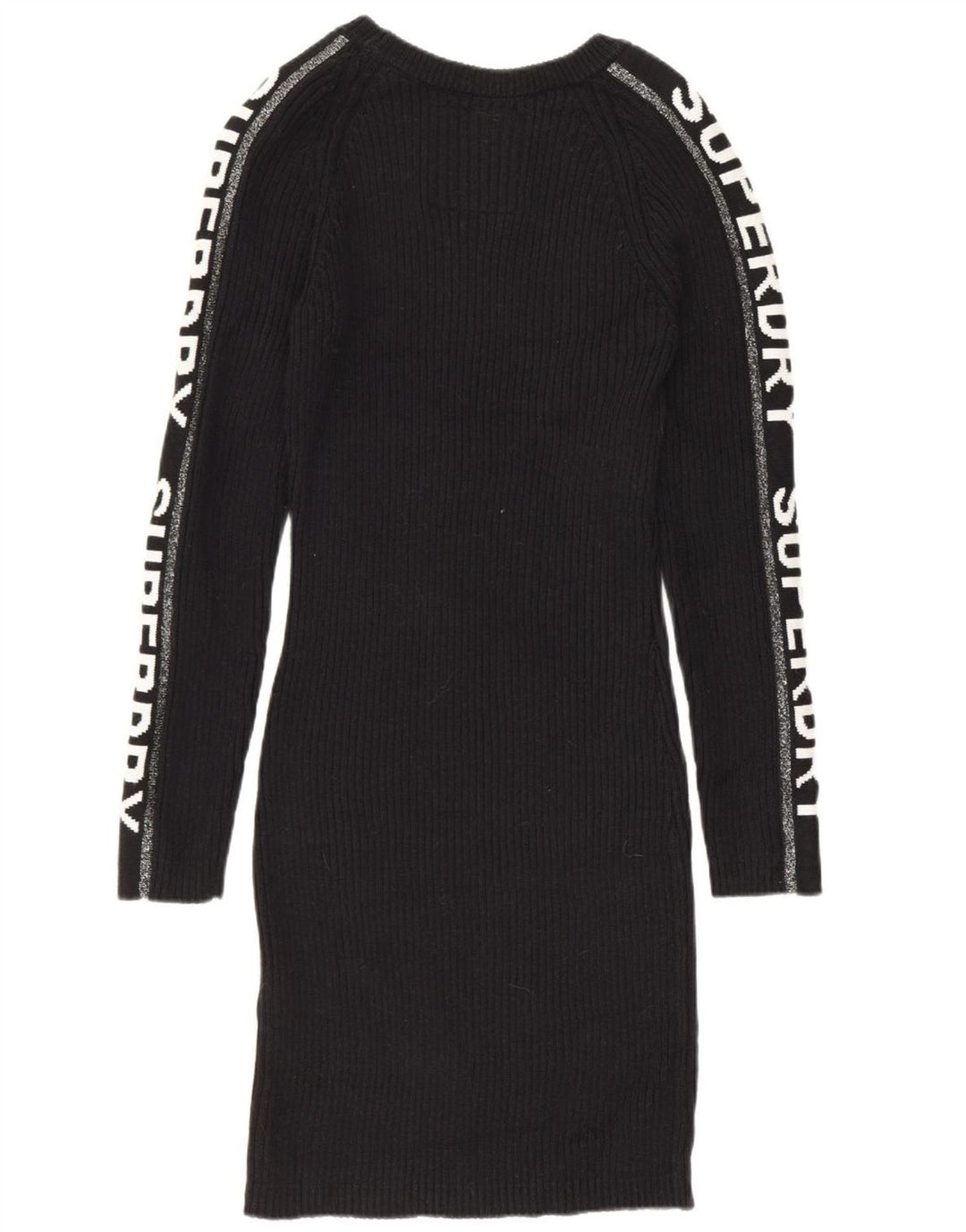 Damska sukienka sweterkowa SUPERDRY z grafiką UK 12, średnia czarna bawełna