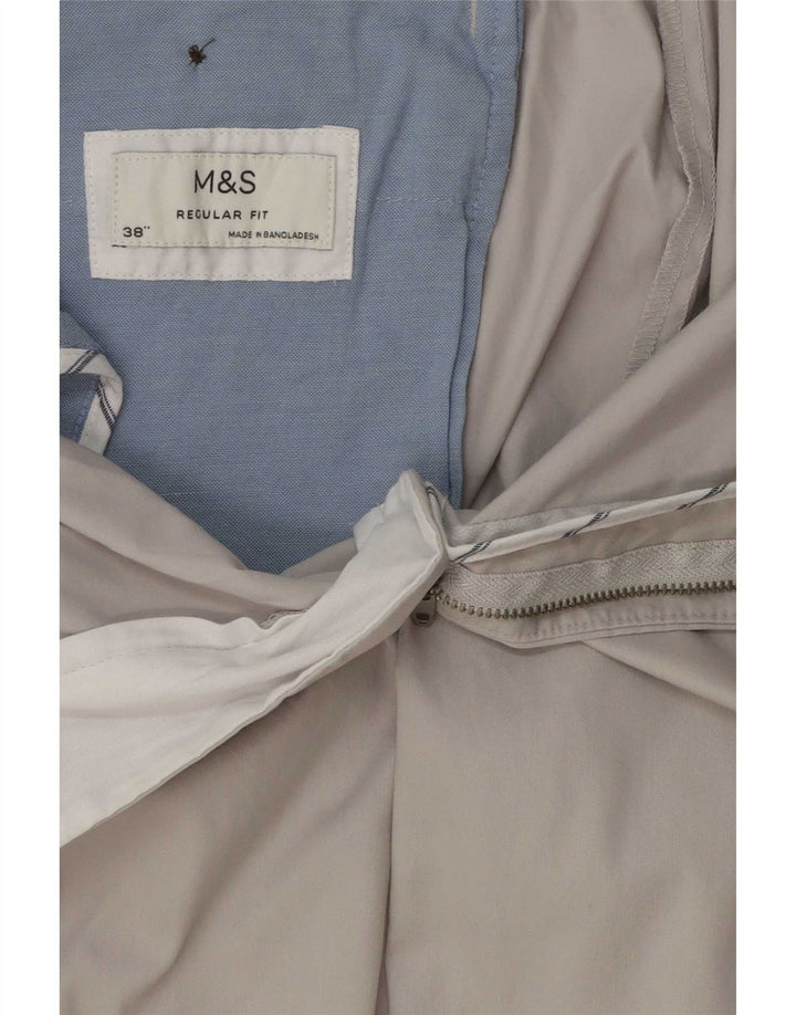 Męskie spodnie chino o regularnym kroju Marks & Spencer W38 L29 Szara bawełna