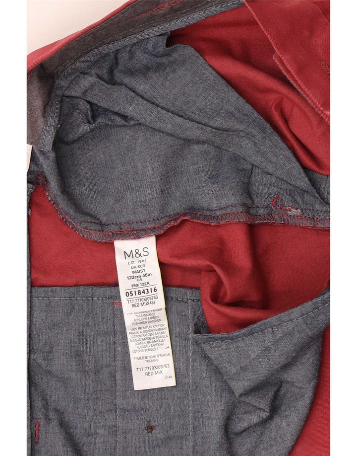 Marks & Spencer Męskie spodenki Chino W48 4XL Czerwona bawełna