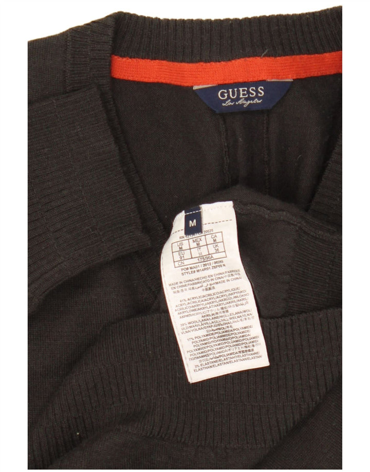Męski sweter Guess z dekoltem w kształcie litery V, średnioszary, akrylowy