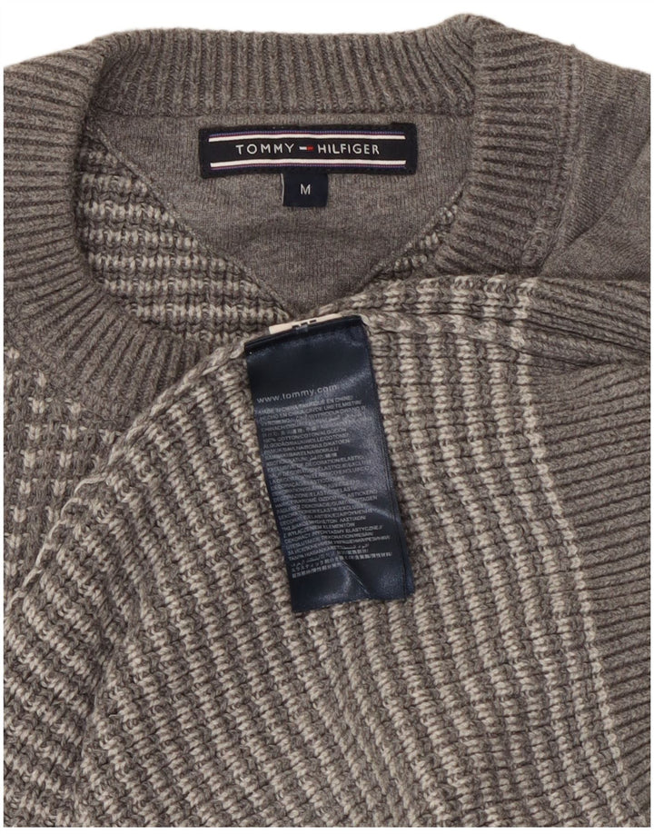 Męski sweter z okrągłym dekoltem Tommy Hilfiger Średni szary, geometryczny, bawełniany
