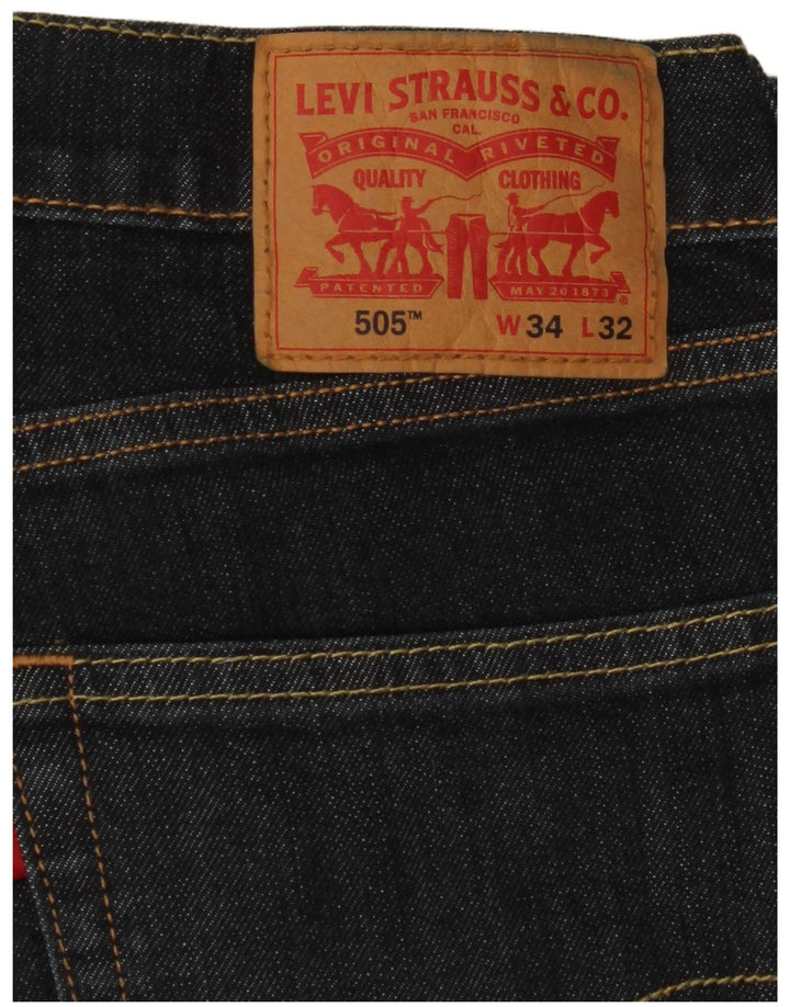 Męskie dżinsy Levi's 505 Straight W34 L32 Granatowa bawełna