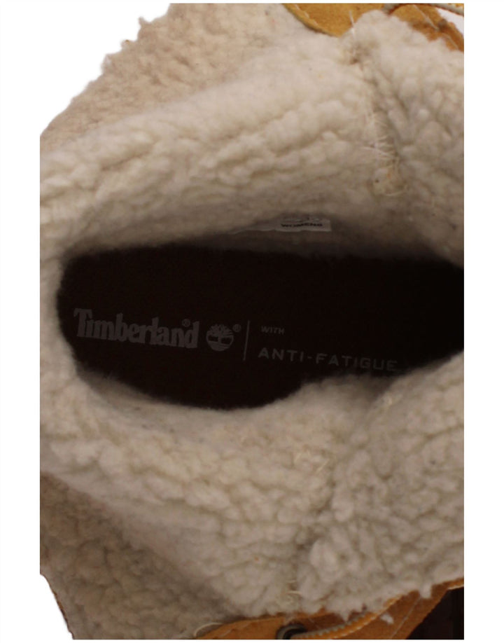 Timberland Damskie skórzane buty w stylu shearling, rozmiar brytyjski 5,5, brązowa skóra