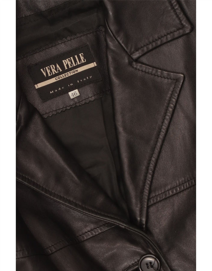 Vintage damska kurtka skórzana IT 46, duża czarna skóra