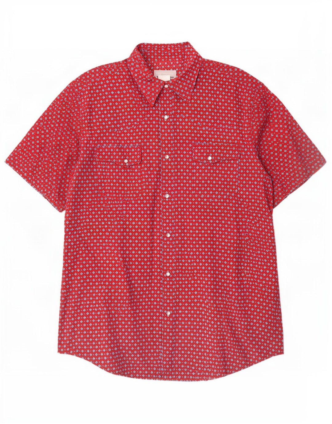 Męska koszula z krótkim rękawem Wrangler, duża, czerwona, z geometrycznej bawełny