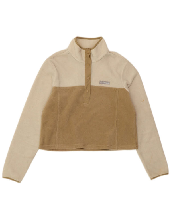 Damski sweter z polaru COLUMBIA UK 14, średni biały, blok kolorów