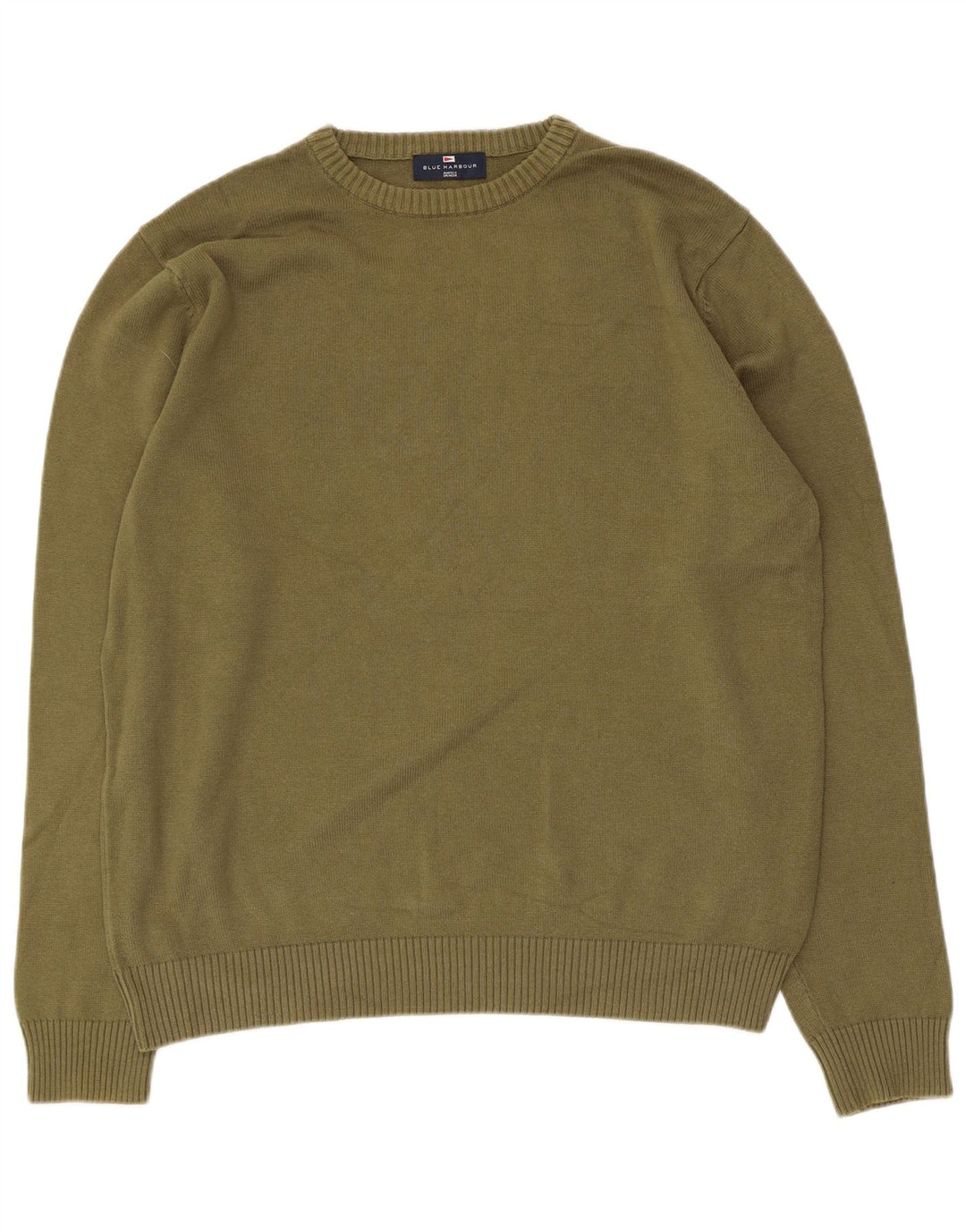 Męski sweter Marks & Spencer Blue Harbor z okrągłym dekoltem, średni khaki
