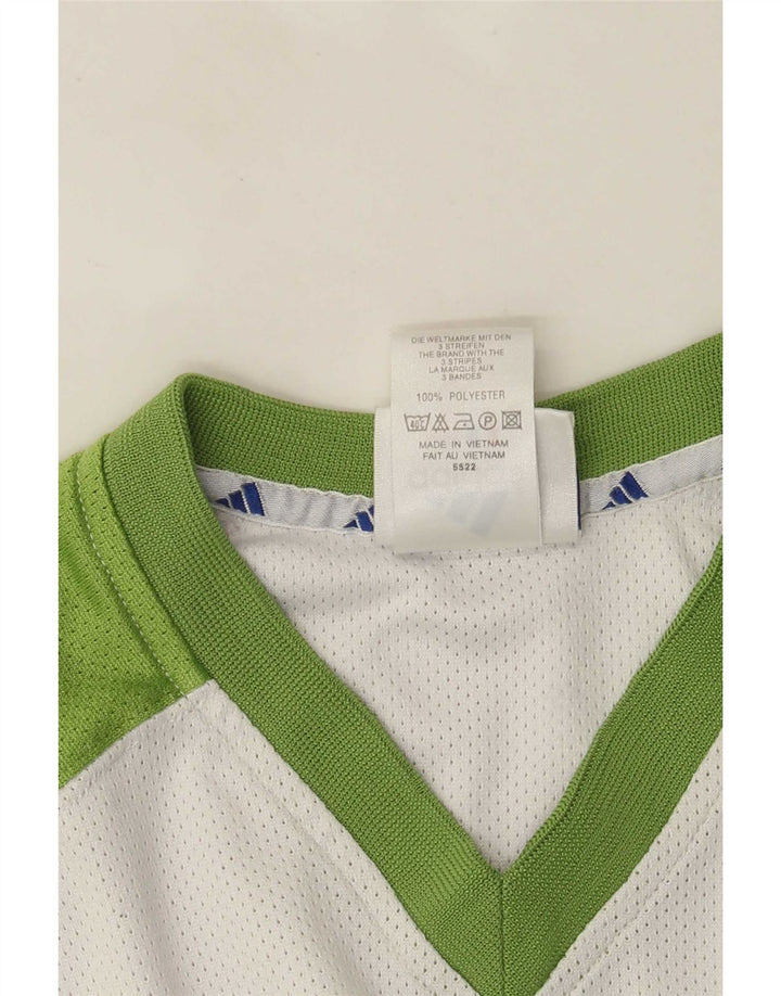 Męska koszulka graficzna Adidas Top UK 38/40 Średni biały poliester z blokami kolorów