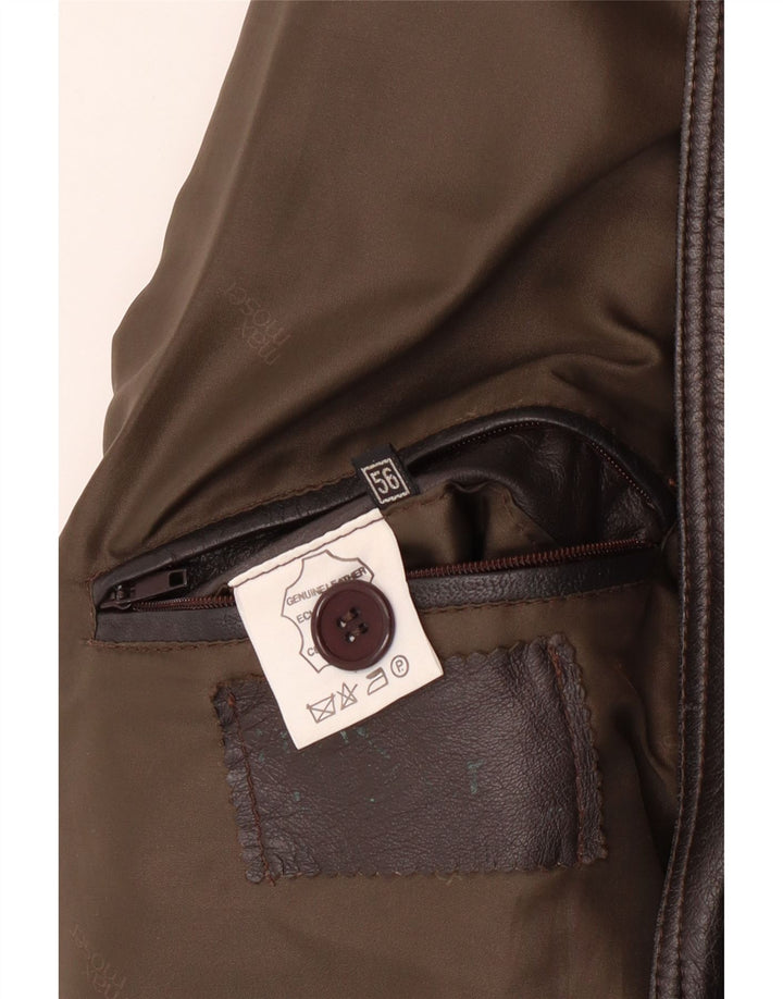 MAX MOSER Męski płaszcz skórzany IT 56 3XL Brązowa skóra