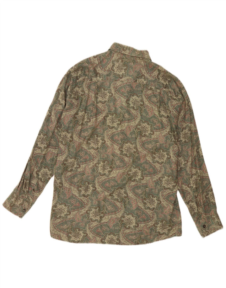 Męska koszula flanelowa w stylu vintage, duża, khaki, paisley