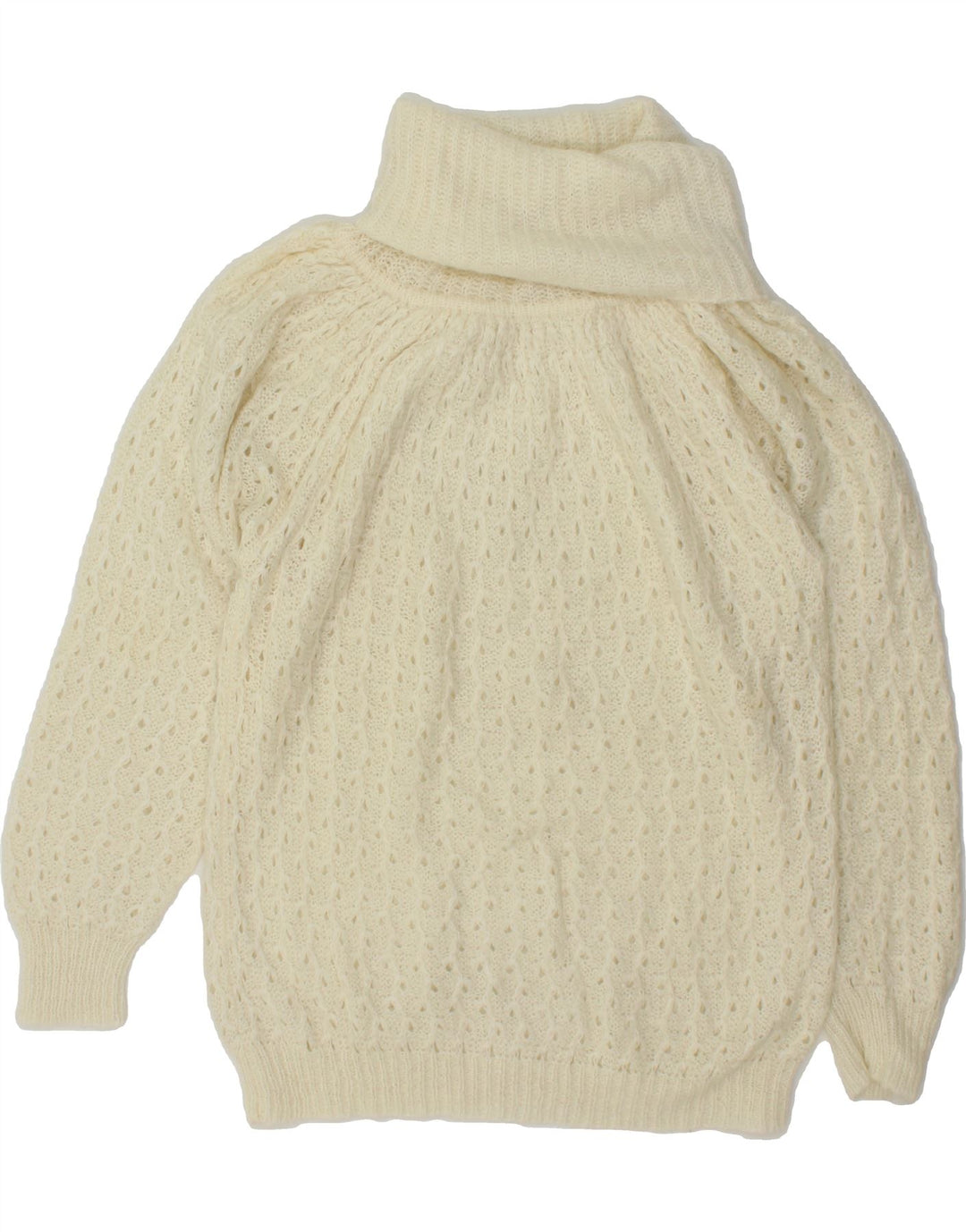 VINTAGE Womens Roll Neck Jumper Sweater UK 16 Large Off White Vintage Vintage and Second-Hand Vintage from Messina Hembry 