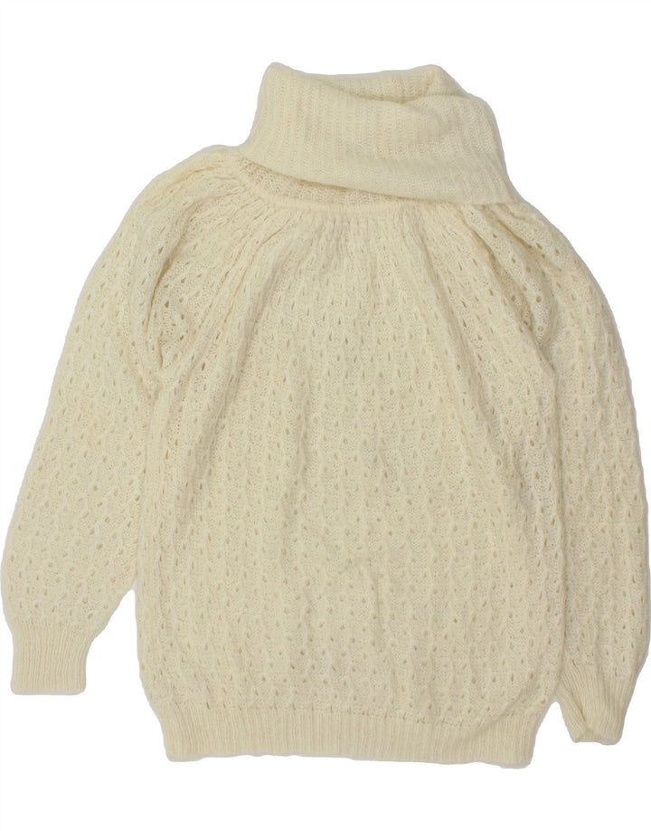 VINTAGE Womens Roll Neck Jumper Sweater UK 16 Large Off White Vintage Vintage and Second-Hand Vintage from Messina Hembry 