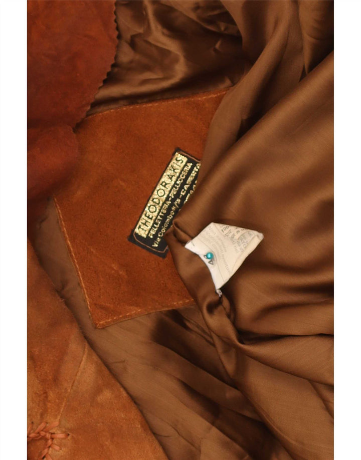 Płaszcz damski w stylu vintage, zamszowy, EU 44 XL, beżowa skóra