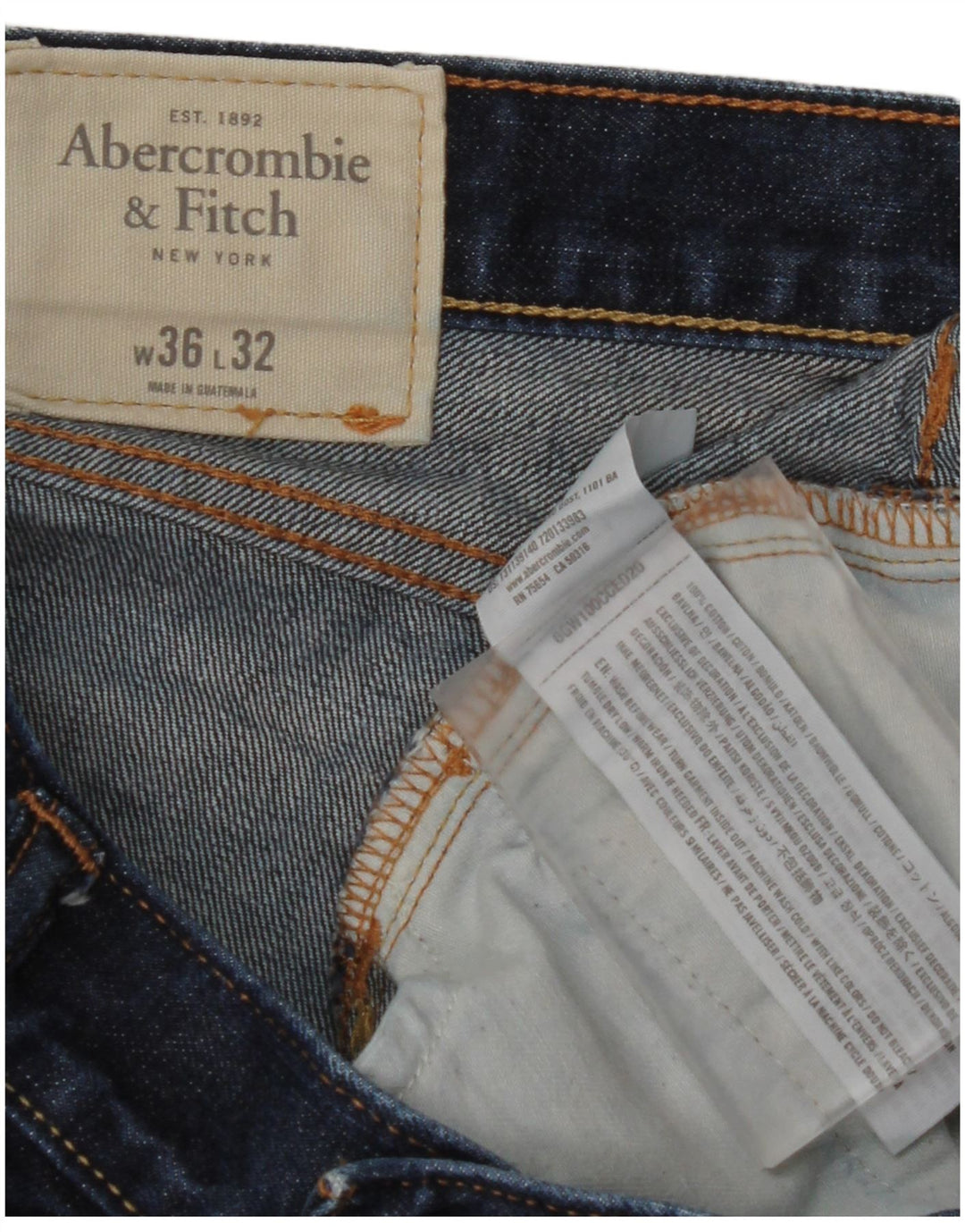 Jeansy męskie ABERCROMBIE & FITCH W36 L32 Granatowe, bawełniane