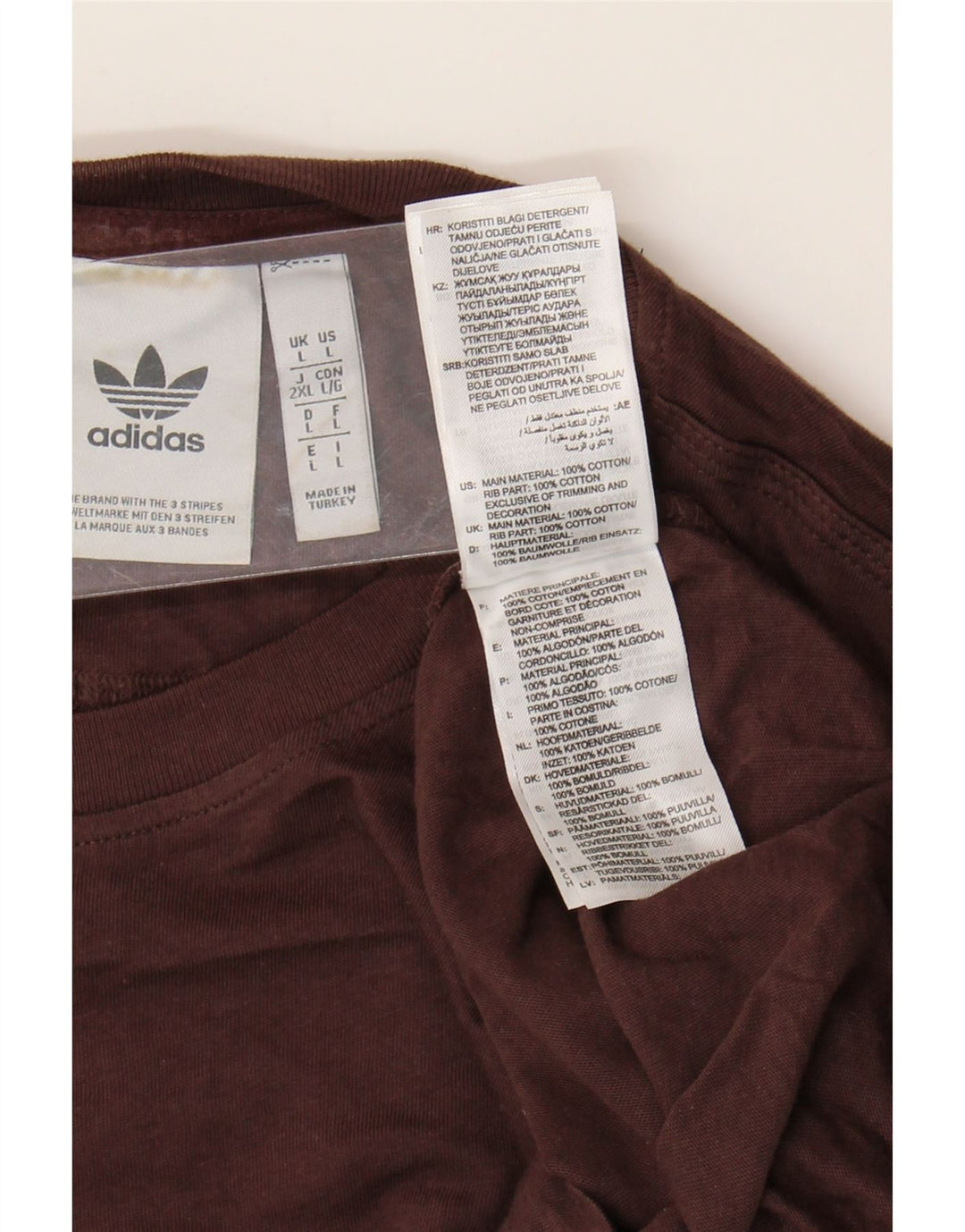 Adidas Męski T-shirt Top Duży Brązowy Bawełniany