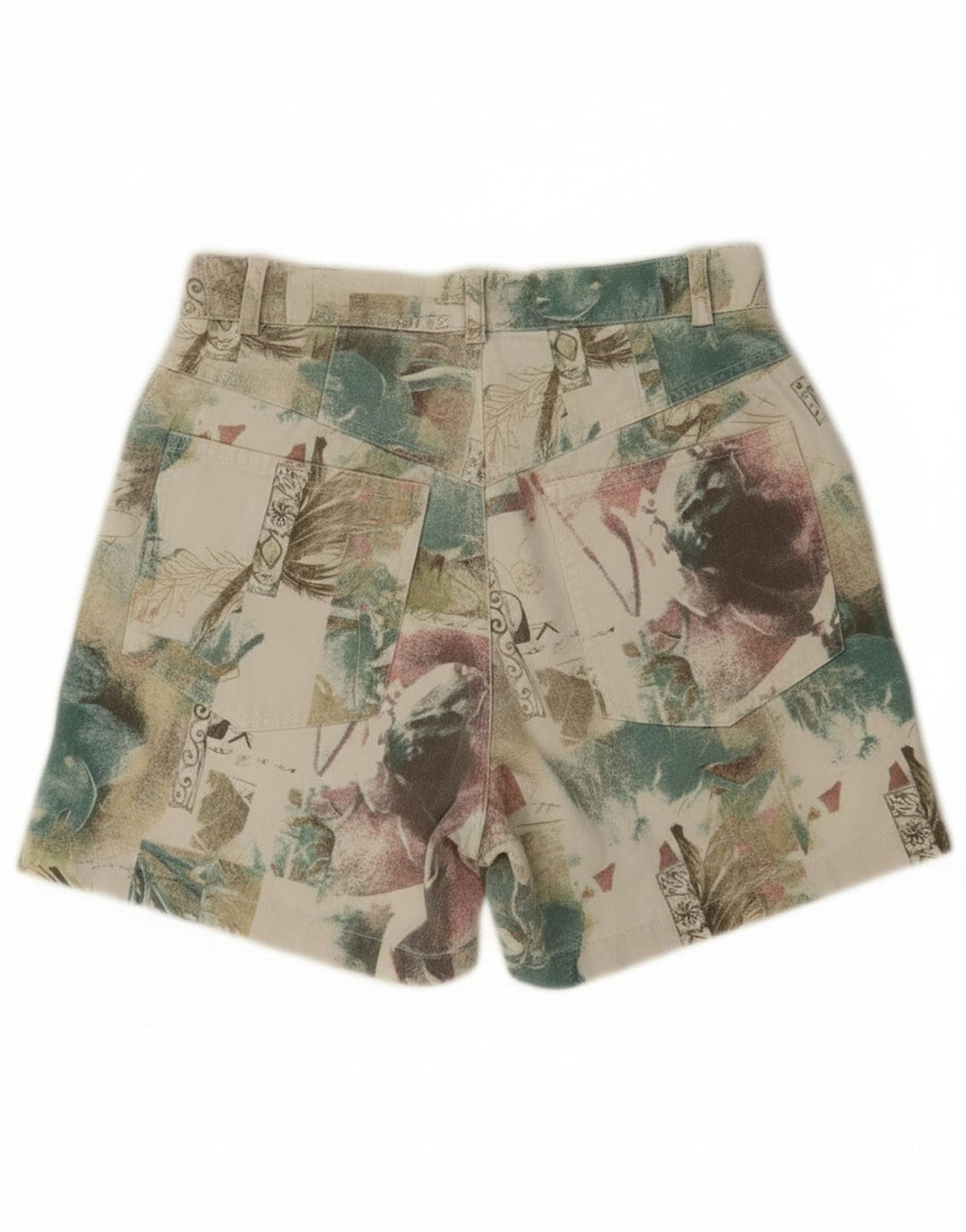 Spodenki damskie w stylu vintage UK 12 Medium W26 wielokolorowe kwiatowe