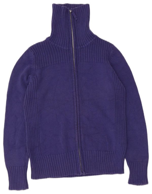 Marks & Spencer Damski sweter kardigan UK 14, średni niebieski, bawełniany