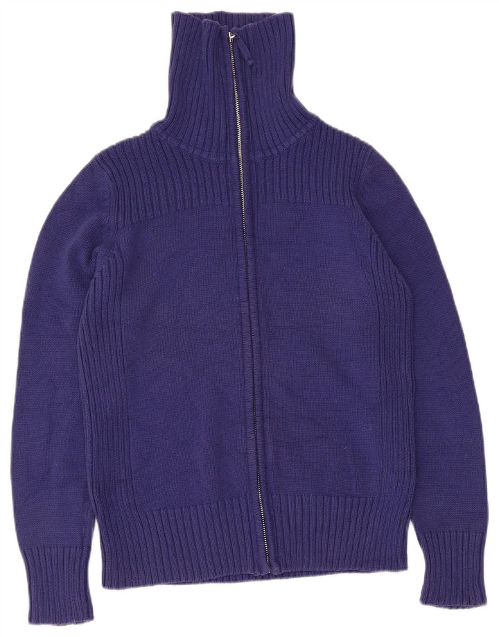 Marks & Spencer Damski sweter kardigan UK 14, średni niebieski, bawełniany