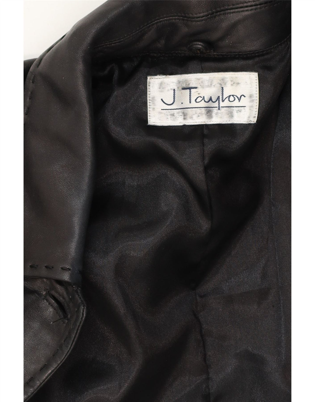 J. TAYLOR Womens Leather Coat UK 18 XL Black Leather Vintage J. Taylor and Second-Hand J. Taylor from Messina Hembry 