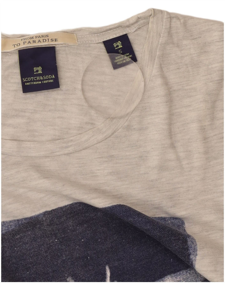 Męski T-shirt z grafiką SCOTCH & SODA, mały, szary, bawełniany