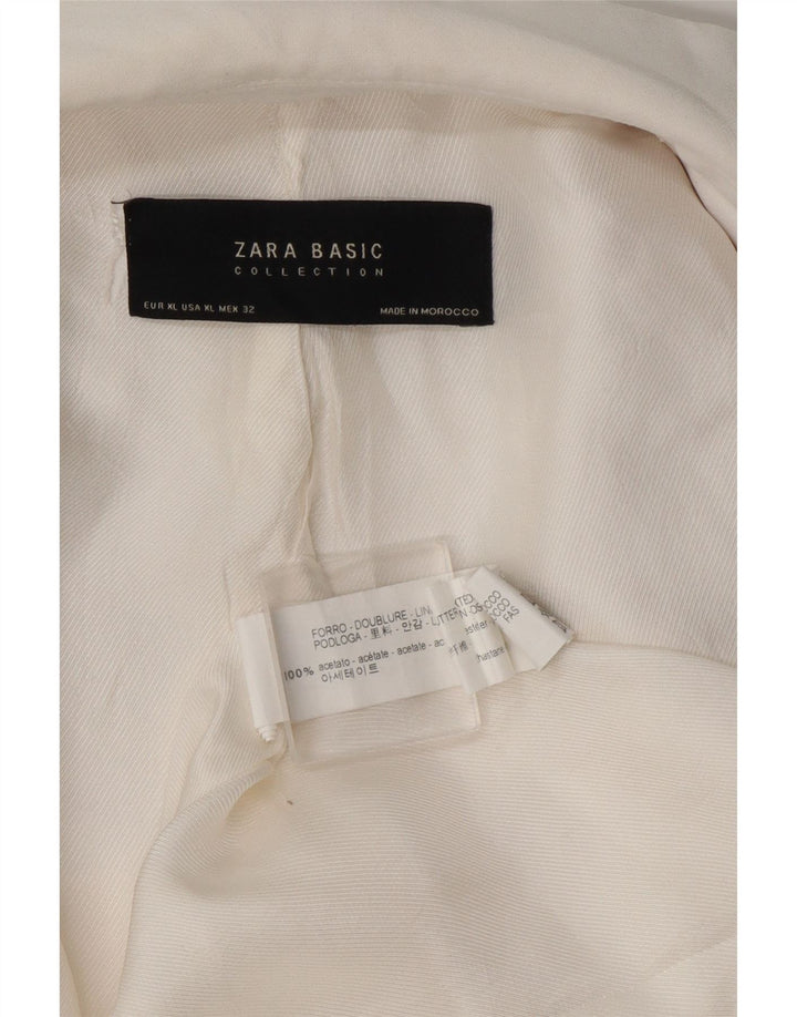 Damska marynarka Zara z rękawami 3/4 i otwartymi, UK 18 XL, biała, octanowa