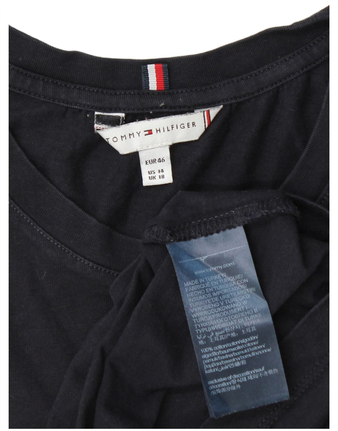 Damska koszulka z grafiką TOMMY HILFIGER Top UK 18 XL, granatowa, bawełniana