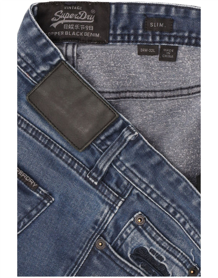 Męskie jeansy Superdry Slim W34 L32 Granatowe, bawełniane