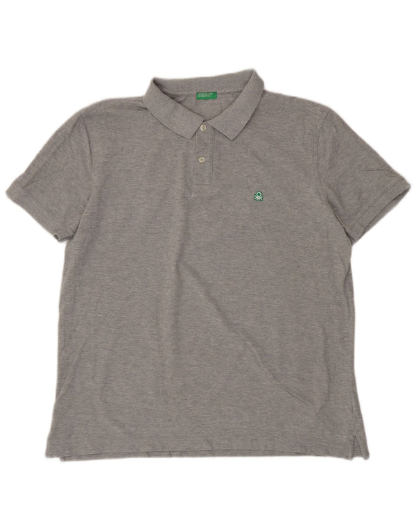 Męska koszulka polo BENETTON 2XL, szara, bawełniana