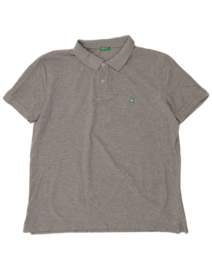 Męska koszulka polo BENETTON 2XL, szara, bawełniana