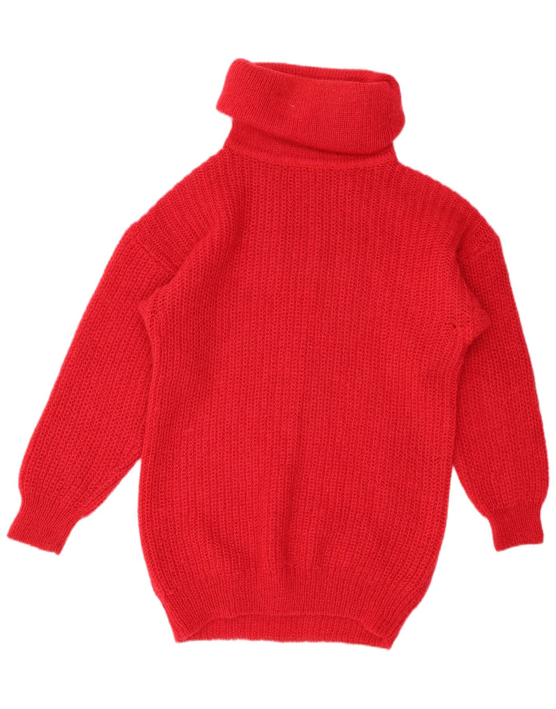 Damski sweter VINTAGE z wywijanym dekoltem, UK 14/16, duży, czerwony moher