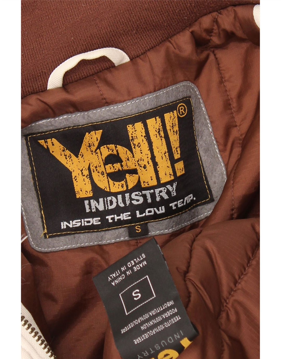 KRZYK! Męska kurtka bomberka o luźnym kroju z grafiką UK 36, mała, biała, poliestrowa