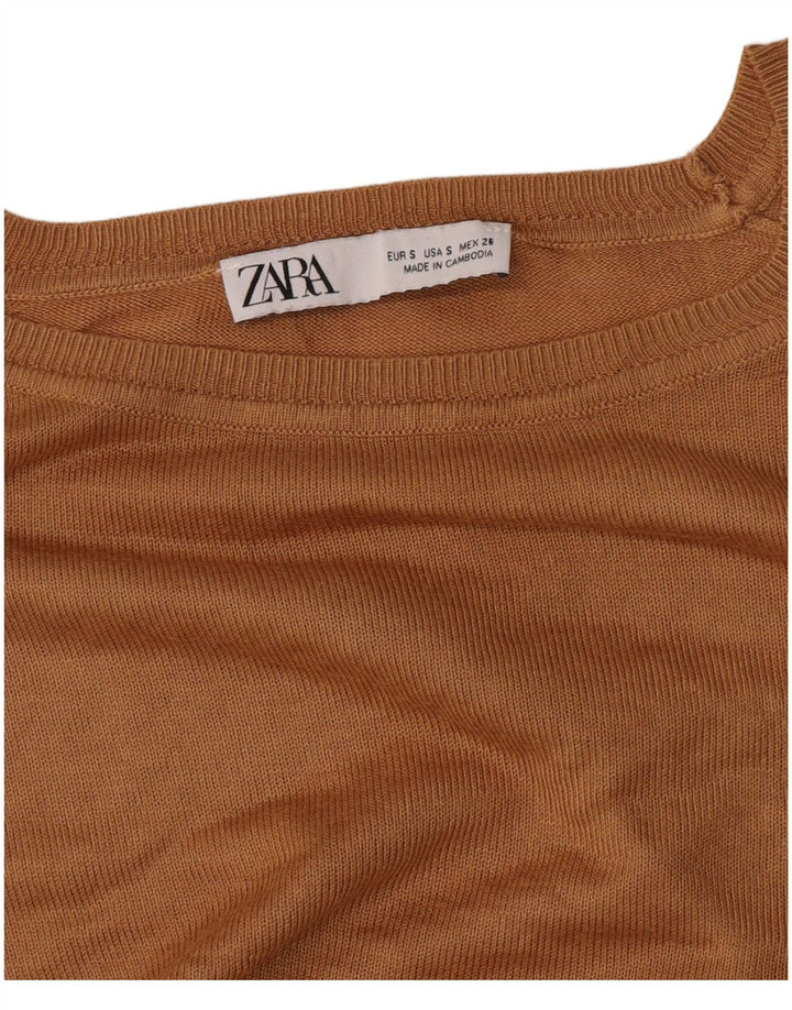 Damski sweter oversize z dekoltem w łódkę Zara UK 10 Small Brown