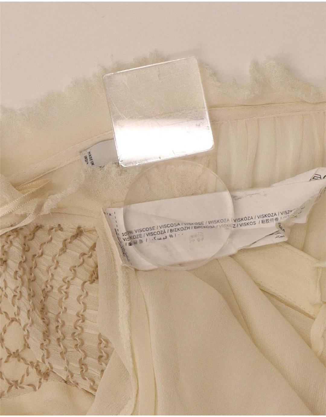 Damska prześwitująca bluzka Mango UK 12, średnia wiskoza w kolorze złamanej bieli