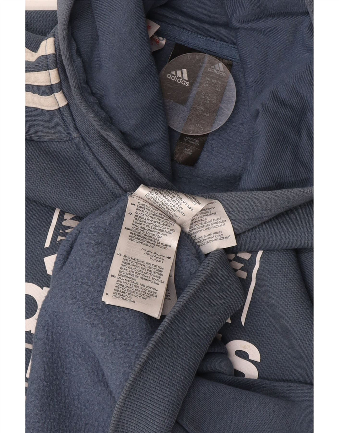 Chłopięcy sweter z kapturem ADIDAS z grafiką 13-14 lat, niebieska bawełna