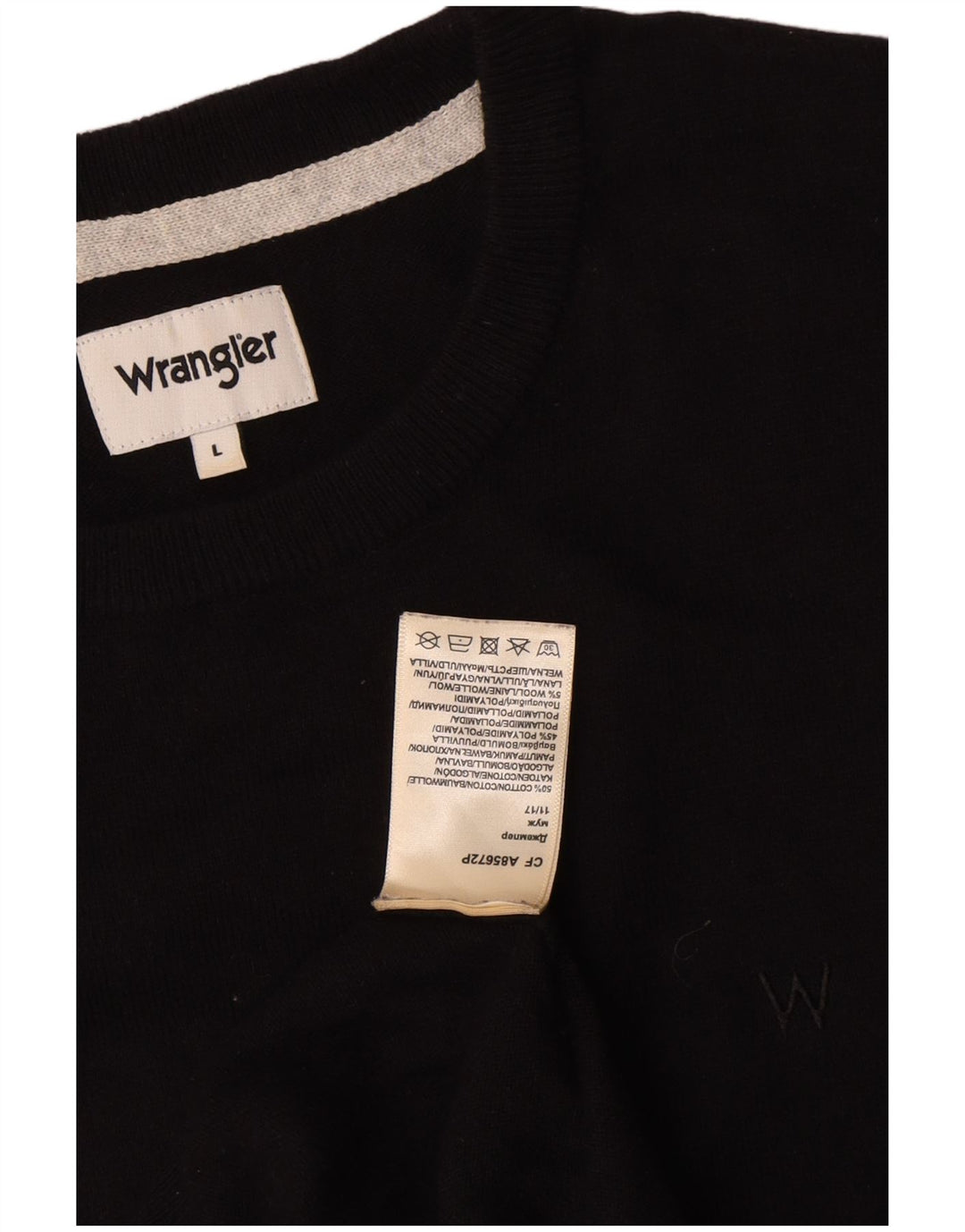 Wrangler Męski sweter z okrągłym dekoltem, duży, czarny, bawełniany