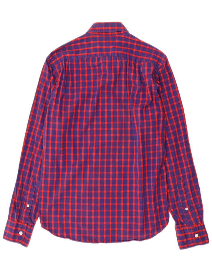 J. Crew Męska dopasowana koszula w małą niebieską kratkę, bawełniana