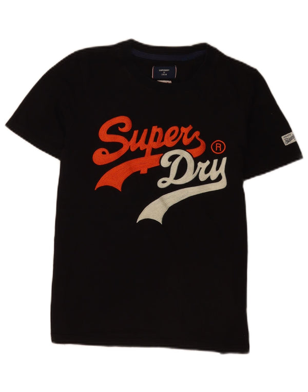 Damski T-shirt z grafiką Superdry Top UK 8, mały, czarny, bawełniany